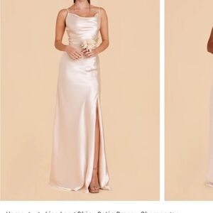 Birdy Grey Lisa Long Dress - Shiny Satin Champagne